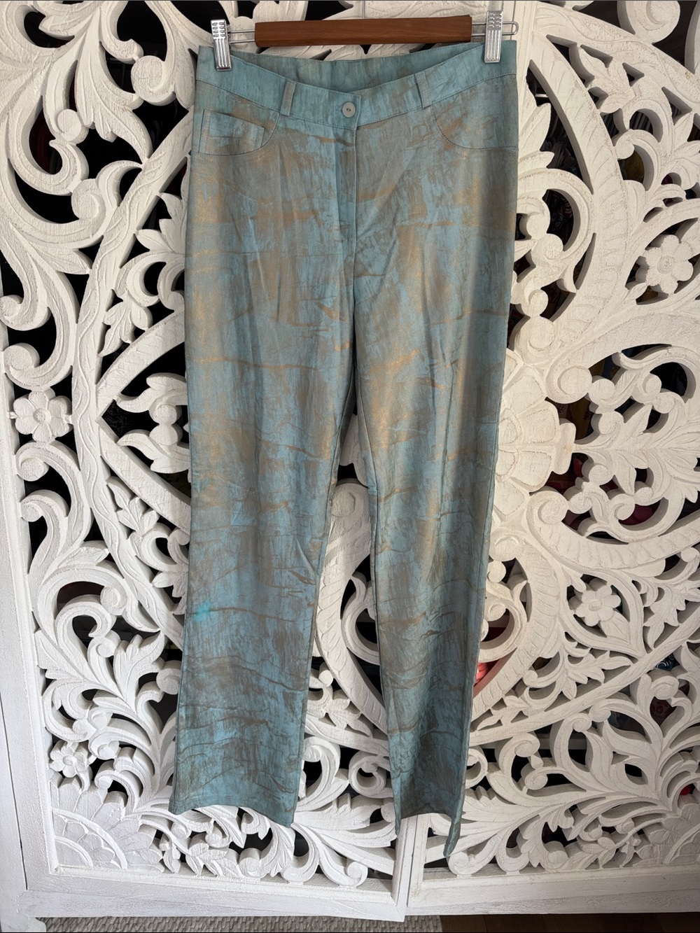 Vintage Y2K Question and Answer Metallic Wash Bootcut Pants